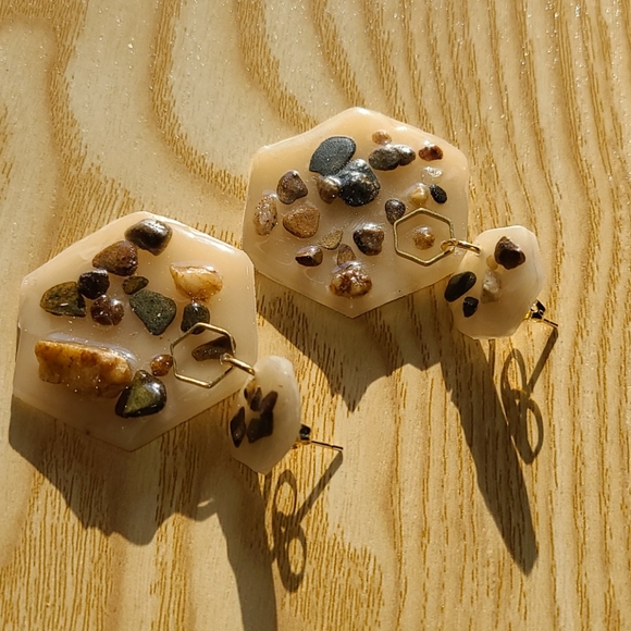 Hexagon Stone Earrings - Picture 5 of 9